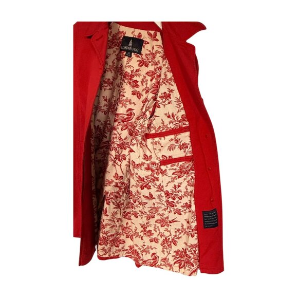London Fog Red Cotton Trench Coat with Toile Lining (XS Petite) - Picture 3 of 7